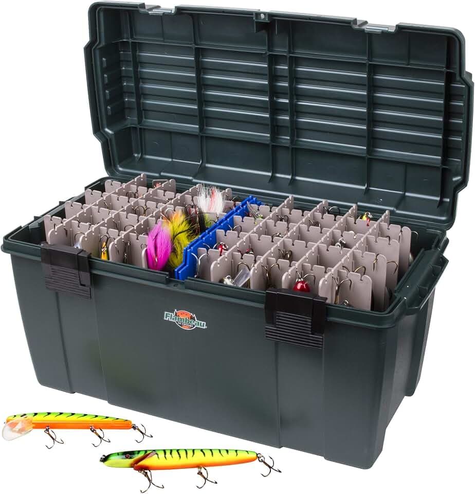Flambeau Outdoors Maximizer Large Lure Box, Holds 100 Lures, Zerust, Green