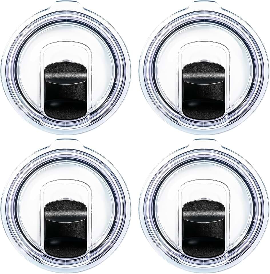 4 Pack 20 oz Tumbler Lids for YETI, Magnetic Slide Replacement Covers for 10/24 oz Mugs & Lowball, Spill-Resistant Travel Cup Toppers Compatible with Ozark Trail & RTIC, Old Style Rtic, BPA Free