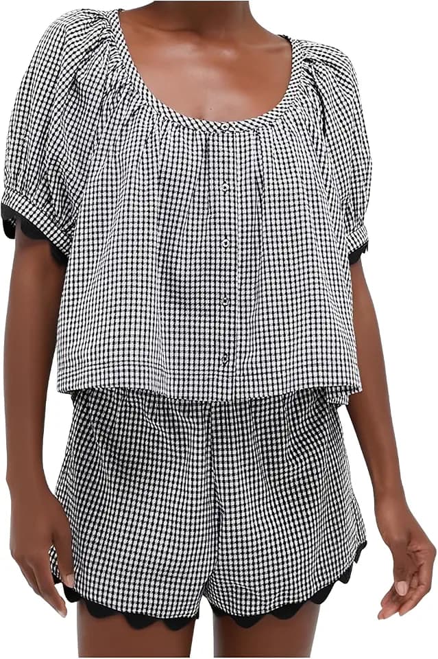 VAOYIU Two Piece Sets for Women Summer Casual Gingham Outfits