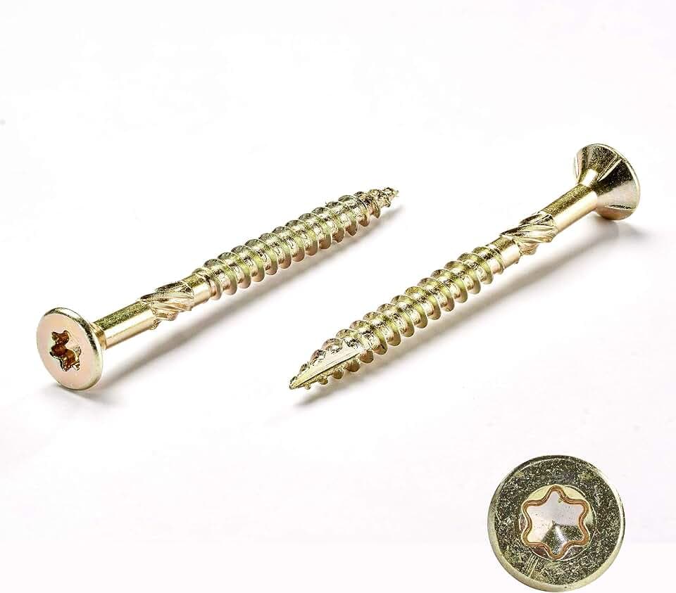 Premium Spanplattenschrauben | 3,5 x 40 mm | Fräsrippen | Cut-Spitze | Terrassenschrauben, Holzschrauben, Universalschrauben | gelb verzinkt | Made in Germany | 500 Stück | Innenvielzahn