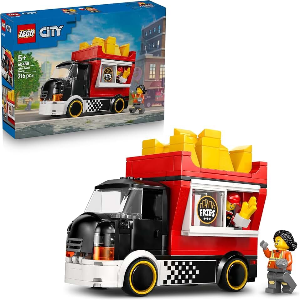 LEGO City Pommes-Truck - Spielzeug Fahrzeug Modellbau mit abnehmbarem Verkaufsbereich, 2 Minifiguren und Zubehör - Geburtstagsgeschenk für Jungen ab 5 Jahren - 60488
