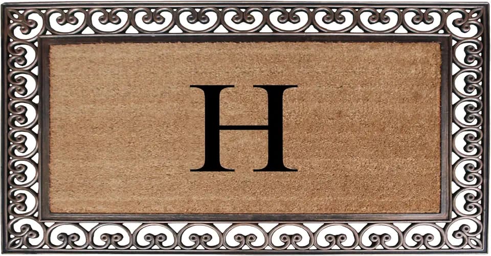 A1HC Natural Coir Monogrammed Doormat Heavy Duty Front Door Mat 30"x48", H