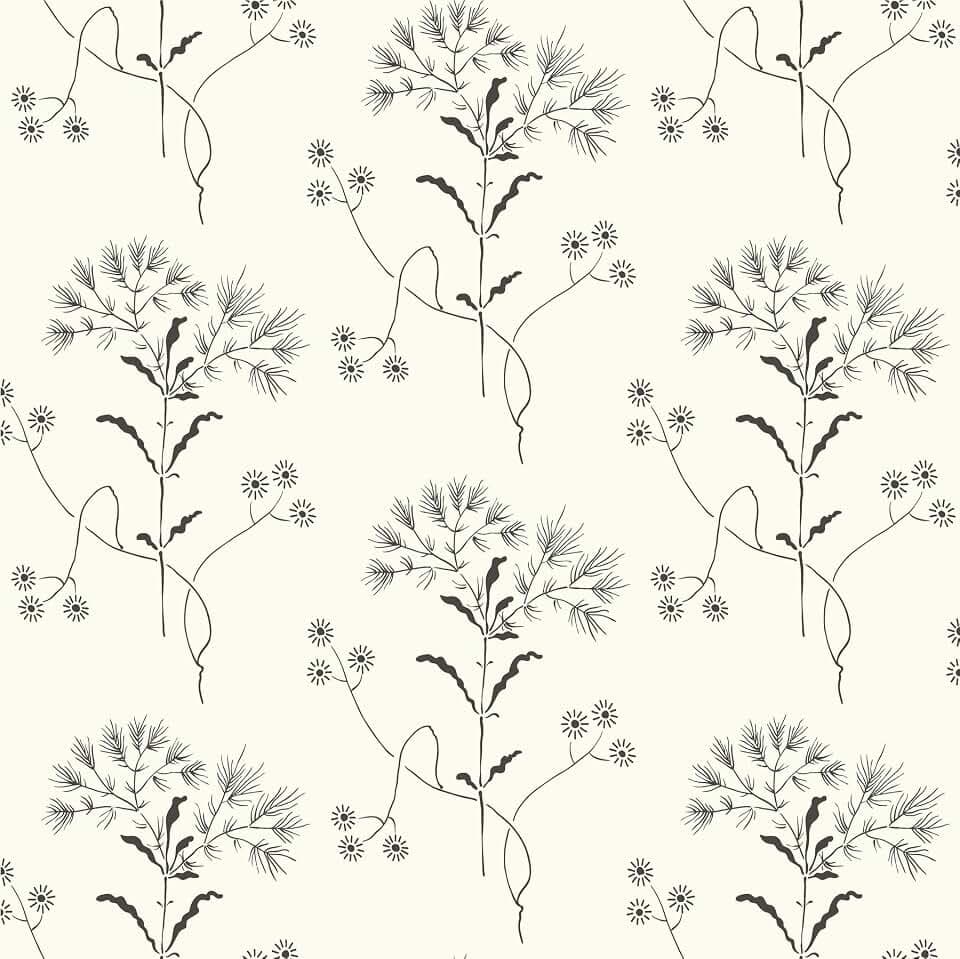 Magnolia Home Wildflower Black and White Peel and Stick Wallpaper