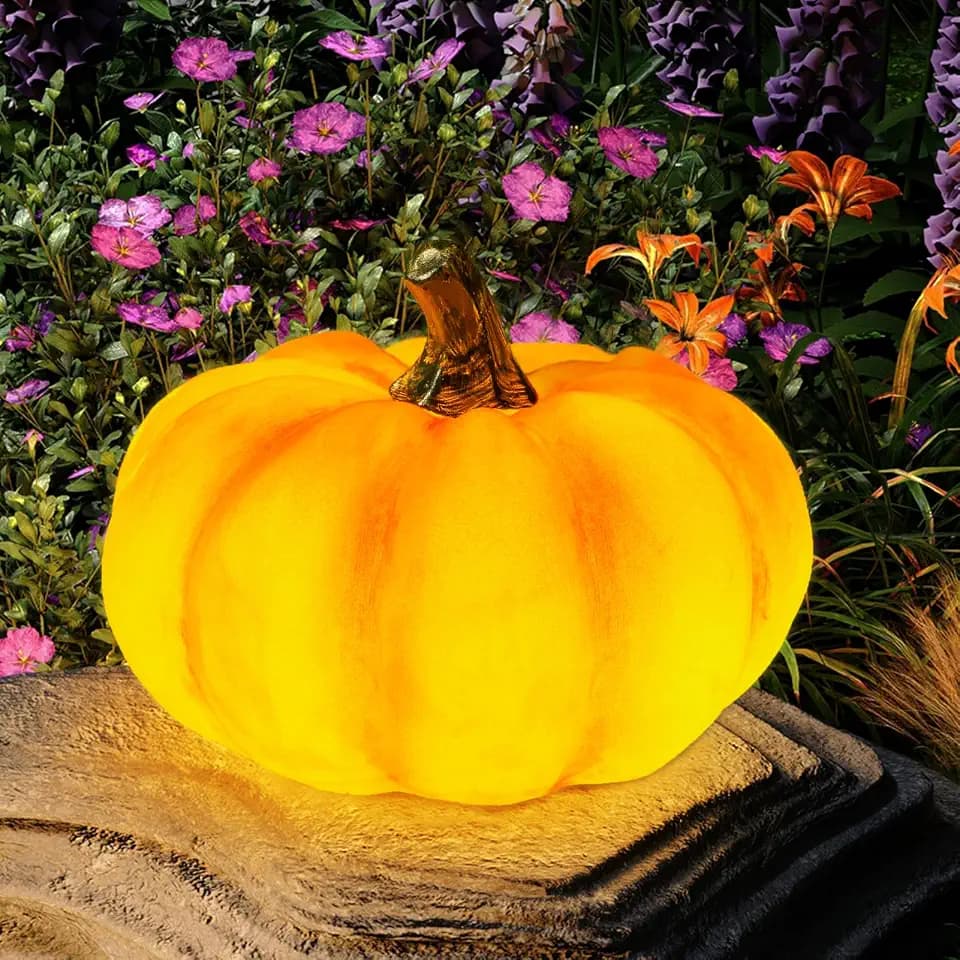 Solar Pumpkin Lights Garden Statues Outdoor Fall Decor Thanksgiving Halloween Decorations for Porch Terrace Yard Lawn Patio