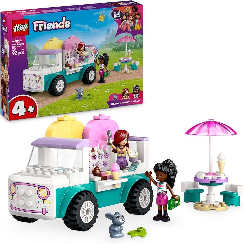 LEGO Friends Heartlake City Eiswagen, Spielset für Rollenspiele, Bauset mit 2 Spielzeugfiguren und einem Hasen, Spielzeug für Mädchen ab 4 Jahren, Bauspielzeug mit Minifiguren der Charaktere 42644