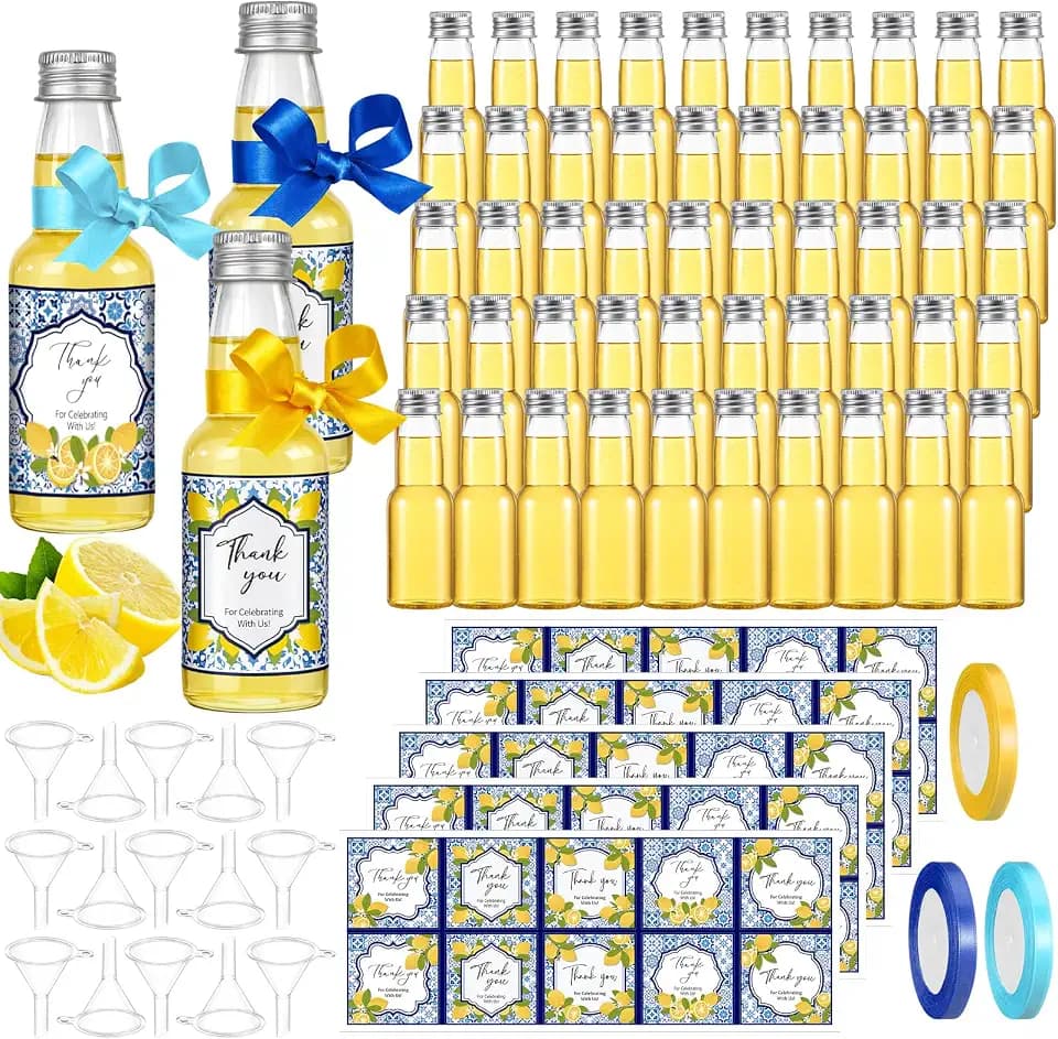 Suclain 50 Set Limoncello Bottles 2 oz Mini Liquor Bottles, Thank You Style