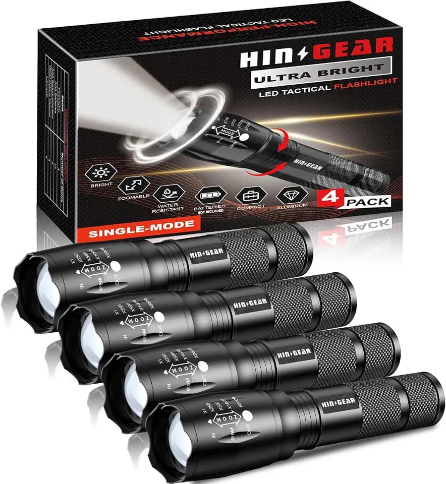 1 Mode Flashlights High Lumens, Single Mode Flashlight, 4-Pack