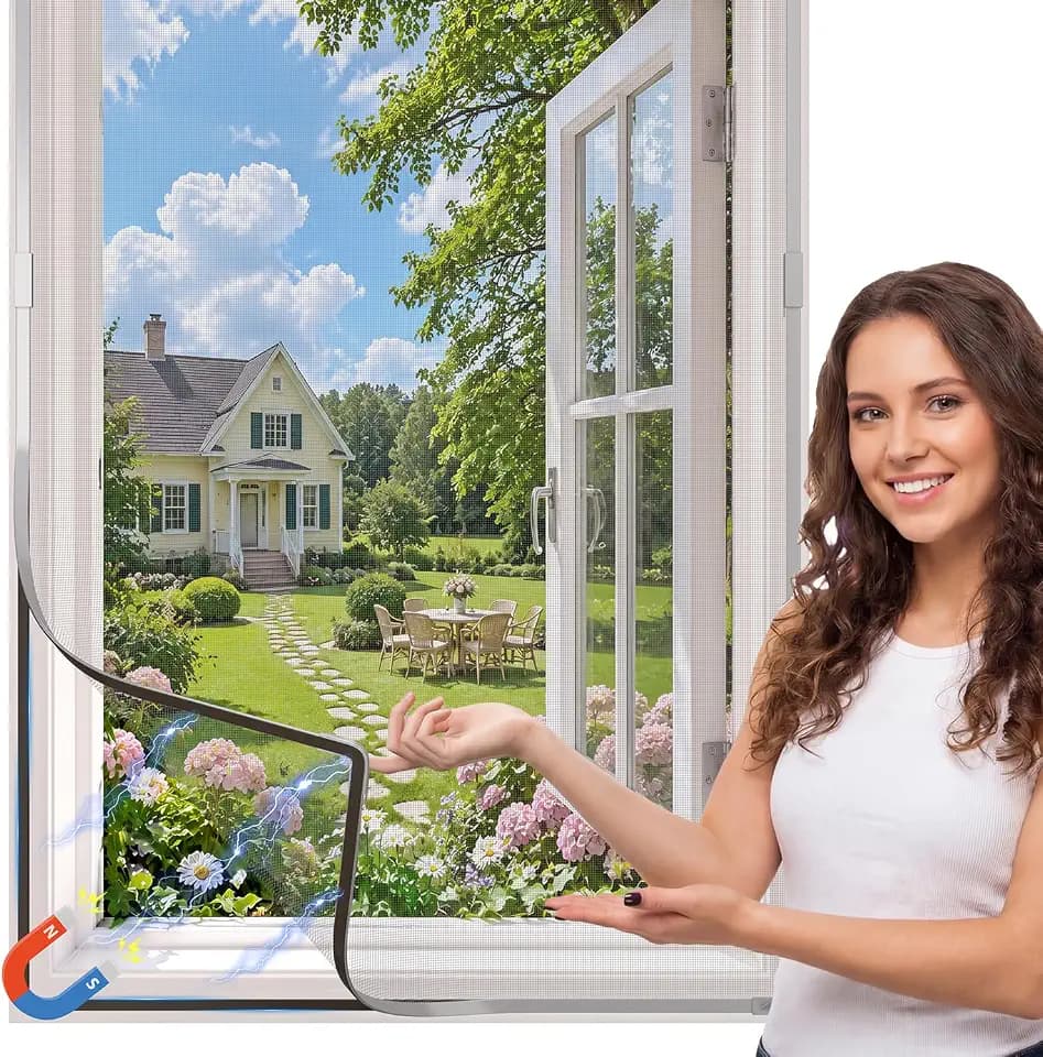 Magnet Fliegengitter für Fenster, Zuschneidbar, 100 x 150 cm, Grau