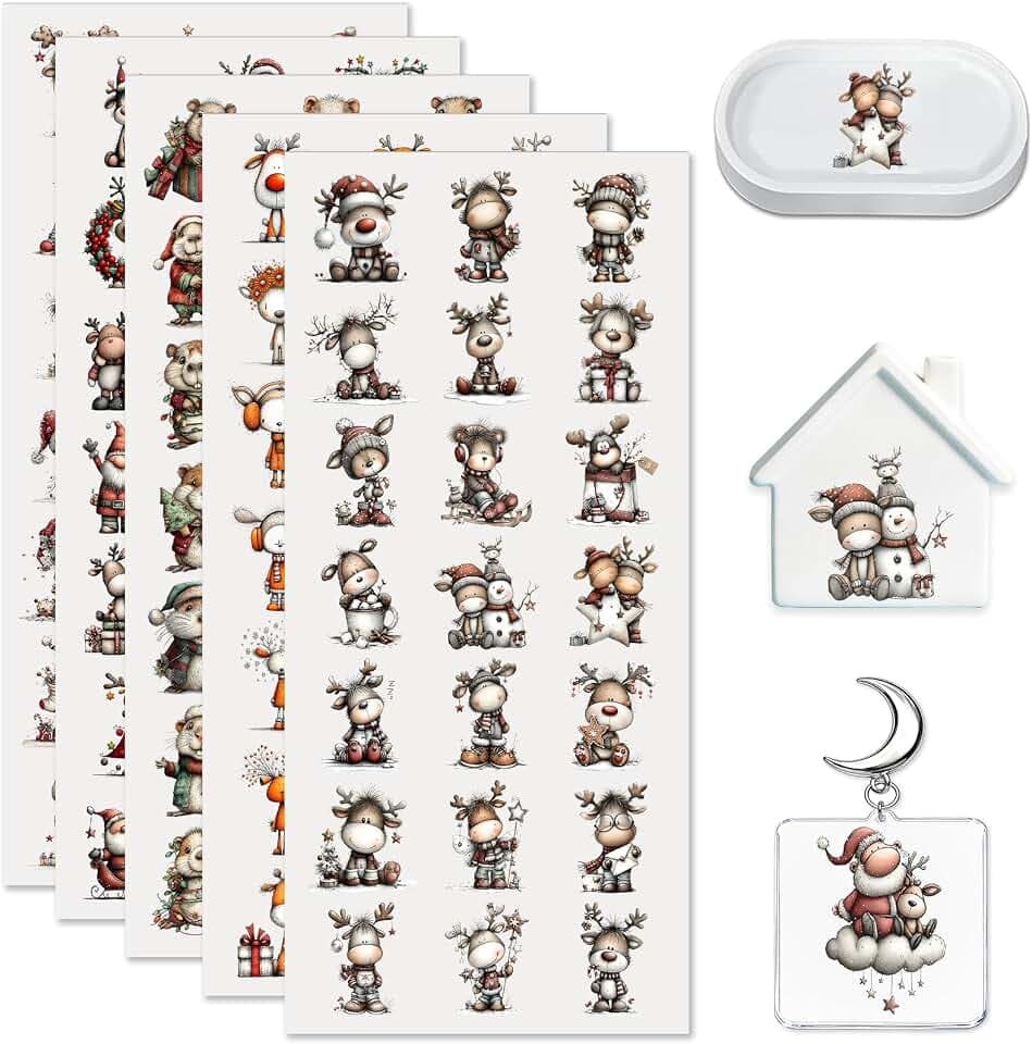 105PCS Merry Christmas UV DTF Cup Wrap Stickers