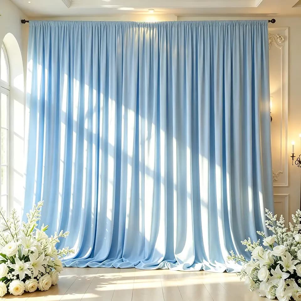 Baby Blue Backdrop Curtain - 10x10FT Back Drop Curtains for Parties Wrinkle-Free Soft Polyester Backdrop Wedding Decoration Photoground Backdrop Stain-Resistant for Back Drop Stand, 2 Panels