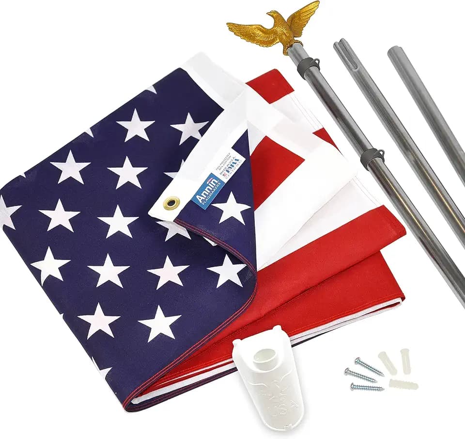 Annin Flagmakers American Flag and Flagpole Kit - 3 x 5 Feet (Model 11325