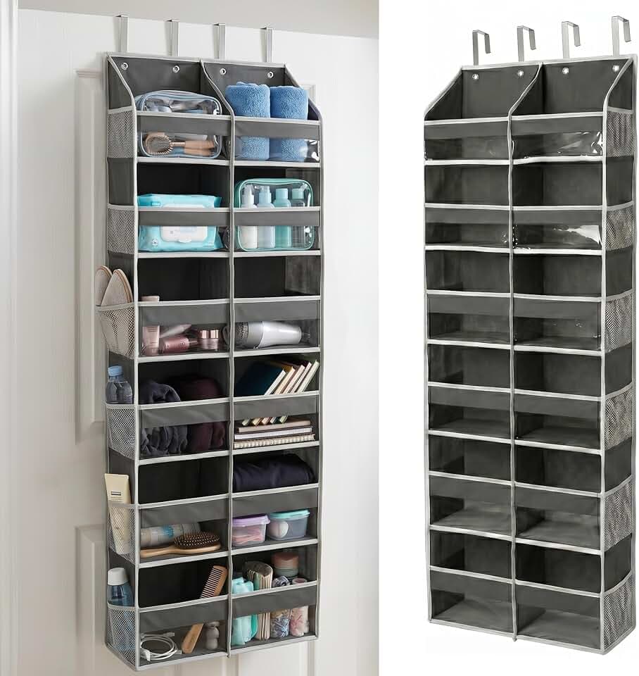 HOMELUX THEORY Over the Door Organizer, 6-Tier XL, 100D Fabric, Dark Gray
