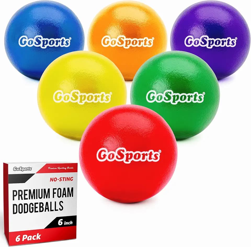 GoSports Soft Skin Foam Playground Dodgeballs - Set of 6 Includes Mesh Carry Bag