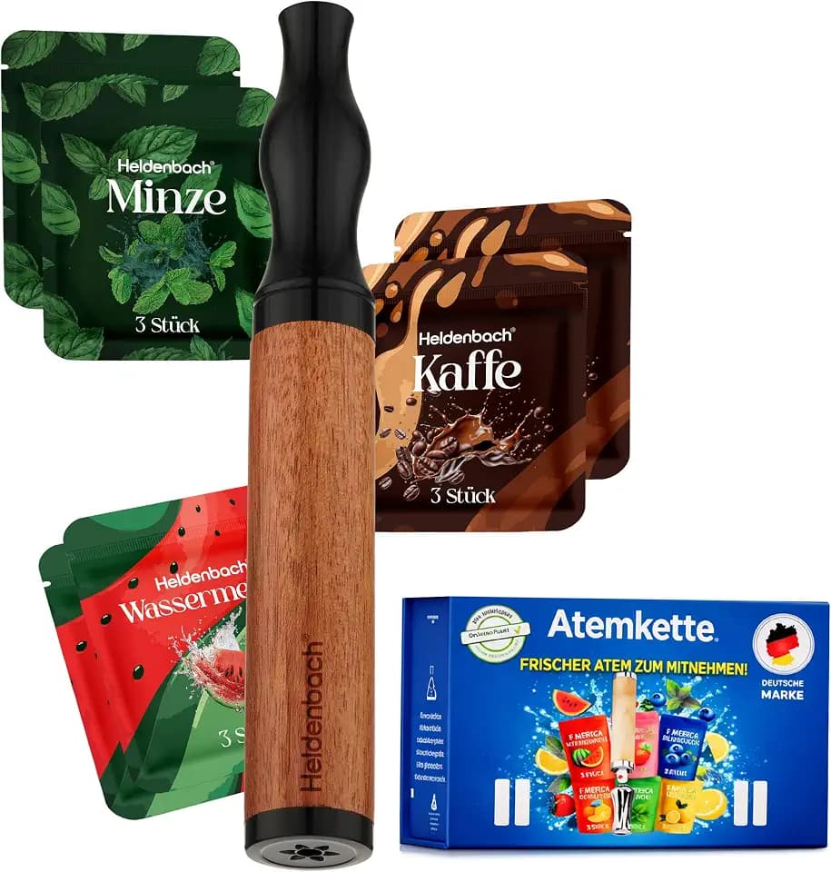 Rauchentwöhnung Atemkette mit mehr Widerstand – Premium Zigarettenersatz mit 18 Filter (Minze, Wassermelone, Kaffee) – Rauchfrei Hilfsmittel als nikotinfreie Alternative mit Geschmack