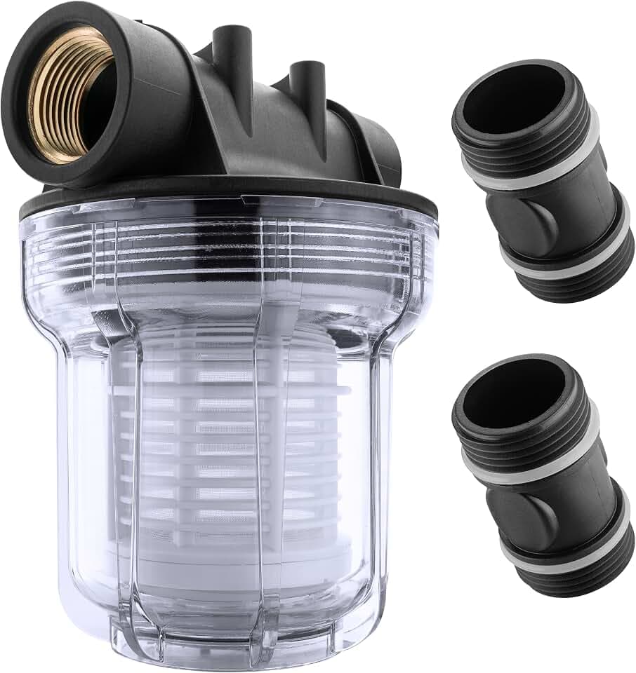 POPPSTAR Vorfilter Gartenpumpe (Garten Wasserfilter 1 Zoll, BSP G1 IG/AG, 1 L, 5 Zoll/12 cm, 80 Mesh, bis 6 bar)