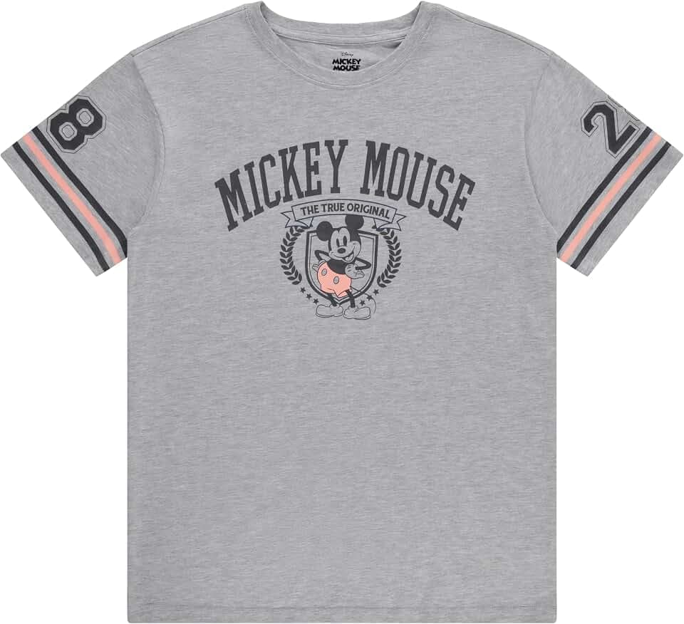 Disney Ladies Mickey Mouse Fashion Shirt - Womens Mickey & Minnie Mouse Top Curved Hem Hi Lo Short Sleeve Tee