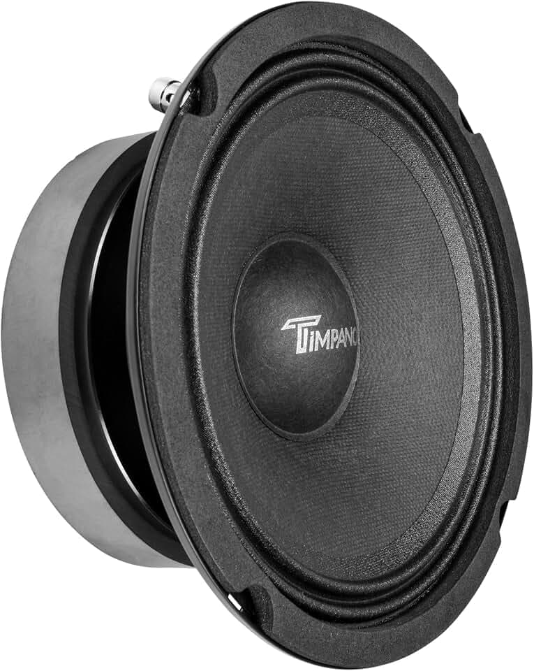 Timpano 6.5 Inch Premium PRO Audio Speaker 600 Watts TPT-MD6-8 Slim High Output 8 Ohm, Midrange Car Audio Loudspeaker Compact for Custom Doors (Single)
