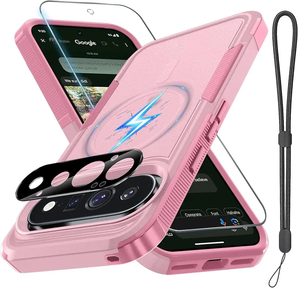 for Google Pixel 11 Case/Pixel 11 Pro Case with Wrist Lanyard,Cute Pink