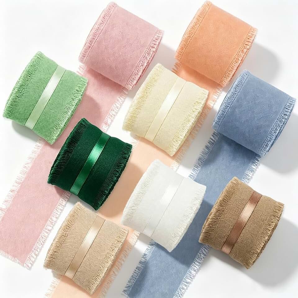 Chiffonband Stoffband 9 Farbe 2,5 cm x 45 m, Geschenkbänder Chiffonband