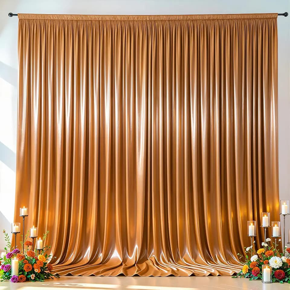 Burnt Orange Satin Backdrop Curtains 2 Panels - Glitter Photo Drapes for Baby Shower, 20x10FT Shimmer Back Drop Decor, Wrinkle Free for Birthday Party Prom Wedding Anniversary Background