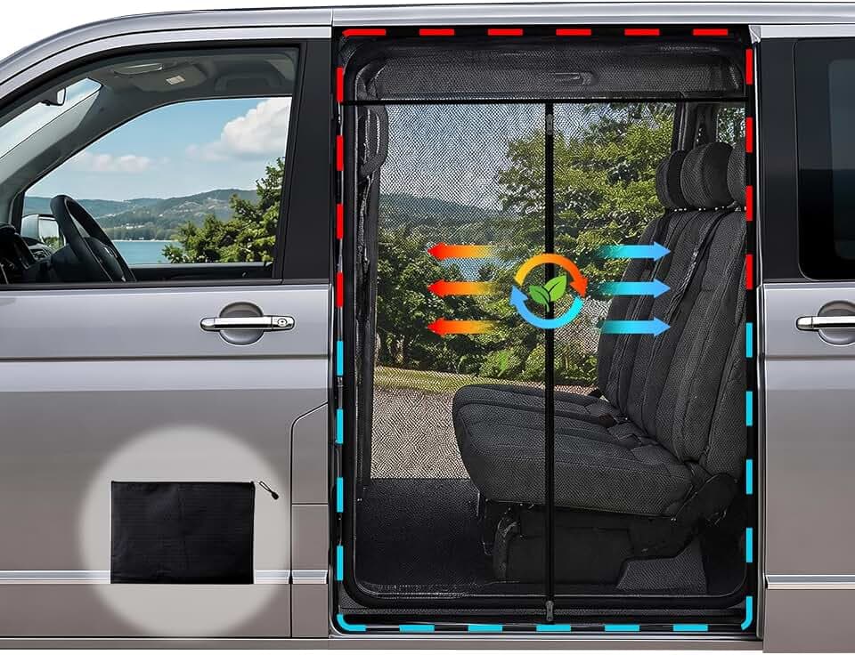 Magnetisches Moskitonetz mit Reißverschluss für VW T5 T6
