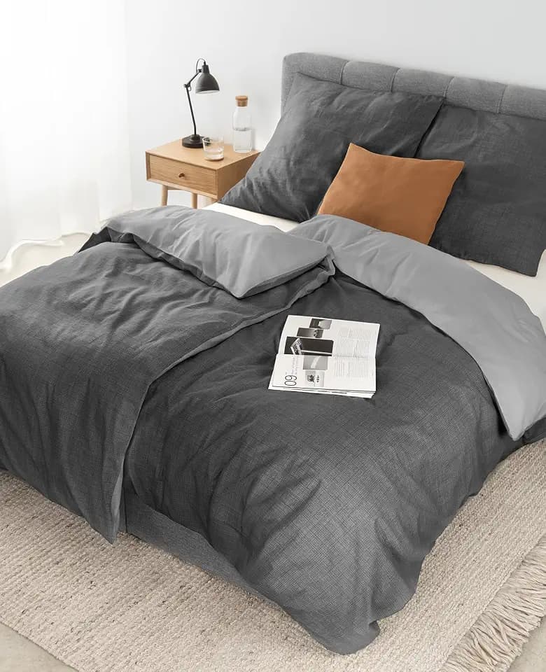 lionto dibea Renforcé-Wendebettwäsche aus 100% Baumwolle, 135x200 cm, Kissenbezug 80x80 cm, 2-teilige Bettwäsche zu jeder Jahreszeit, pflegeleicht und formstabil, inkl. Oeko-TEX Zertifikat, grau