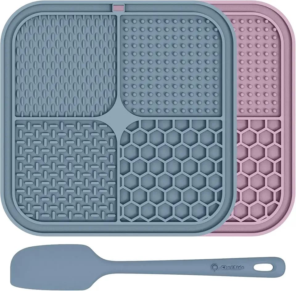 ChefAide 2 Pack Lick Mat for Dogs, Cats & Puppies with Suction Cups