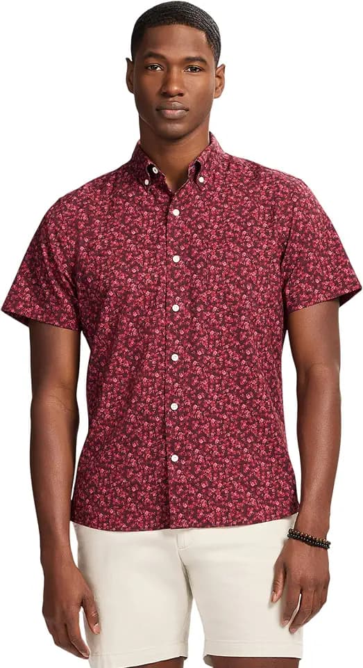 Izod Men's Breeze Short Sleeve Button Down Patterned Shirt