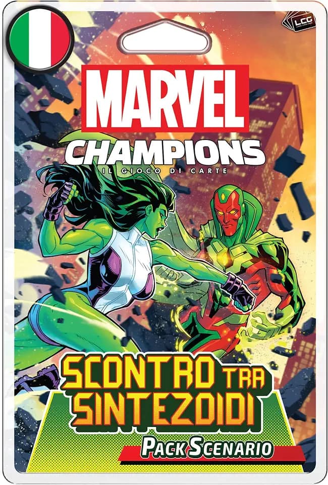 Asmodee - Marvel Champions Das Kartenspiel: Zusammenstöße zwischen Sintezoiden, Pack Szenario, Erweiterung des Brettspiels, 1-4 Spieler, 12+ Jahre, 30 Min, italienische Ausgabe