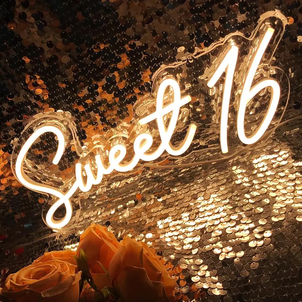 Sweet 16 Warm White LED Neon Sign for Sweet 16th Birthday Party Decorations,Perfect Gifts for Coming-Of-Age Ceremony,Also Can be Used As a Small Night Light,5V USB Power Supply,Size 15.7 * 6.7inches