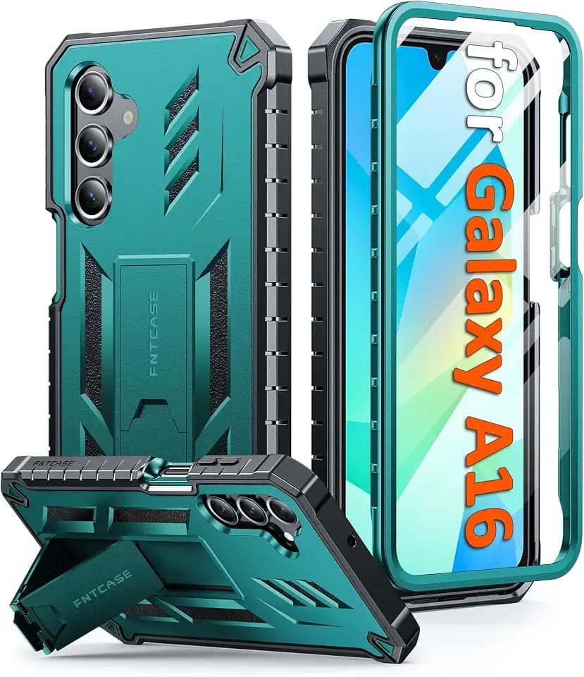 FNTCASE for Galaxy A16-5G Phone Case, Built-in Screen Protector, Green