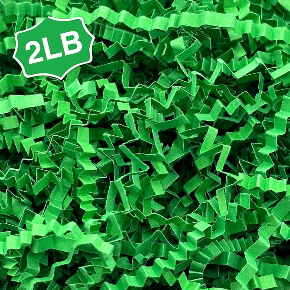 2LB Crinkle paper Shred Paper Filler For Gift Box Basket Bags On Holiday(Forest Green).