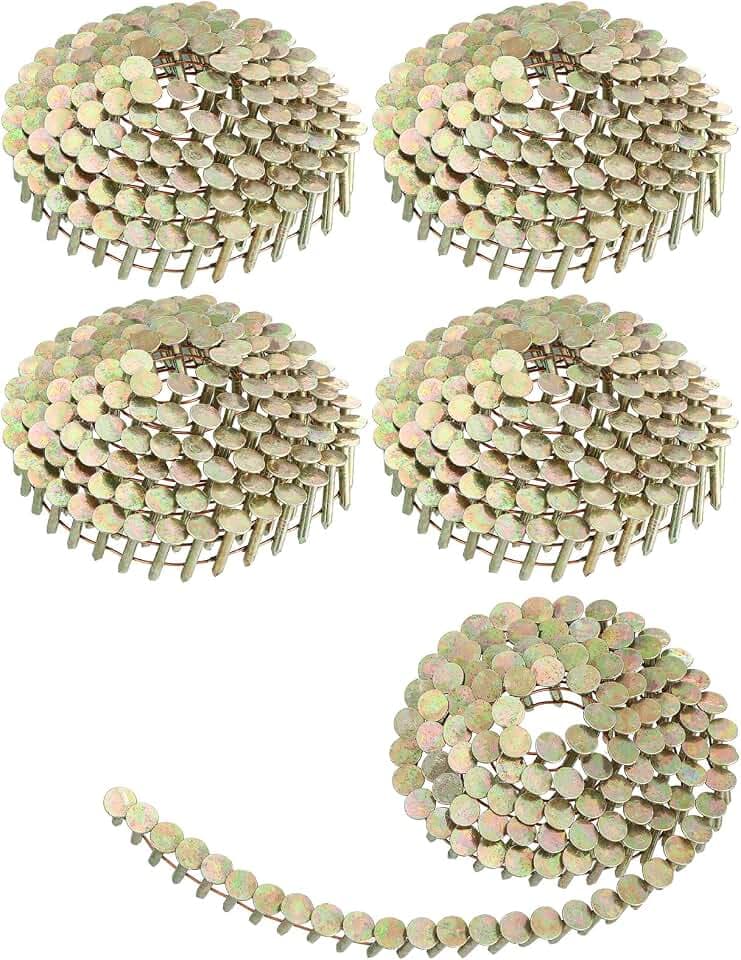 Sadnyy 600 Count Coil Roofing Nails 3/4-1-1/4 in 15 Degree Coil Roofing Stainless Steel Siding Nails with Smooth Ring Shank for Roof Lathing Sheathing Material (1-1/4 inch x 0.12 inch)