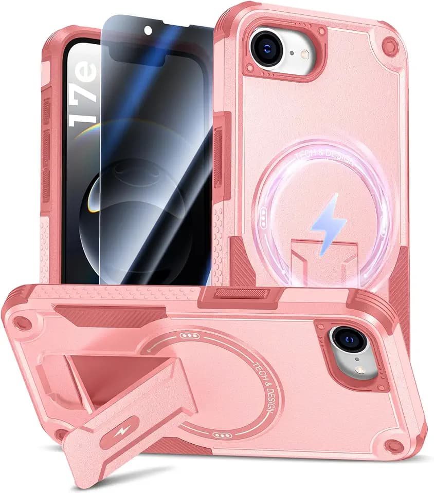 Goton for iPhone 17e/16e Case with Privacy Tempered Glass Screen Protector