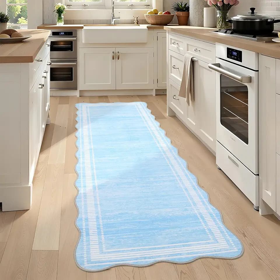 Garvee Light Blue Washable 2x6 Runner Rugs for Hallways