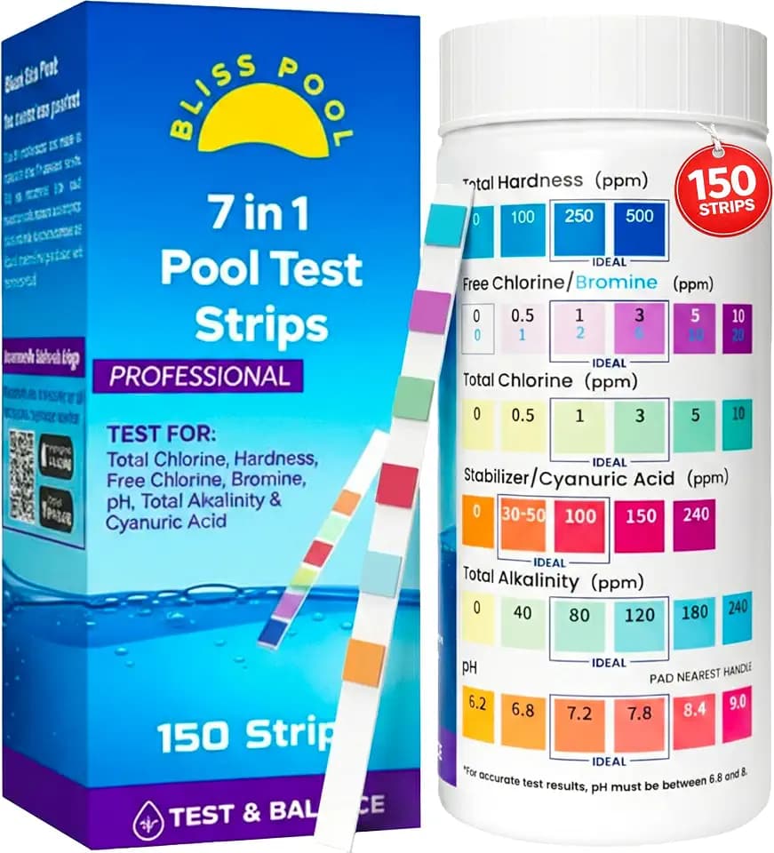 Pool Test Strips with App 7 in 1 (150 Strips) Easy & Accurate Testing
