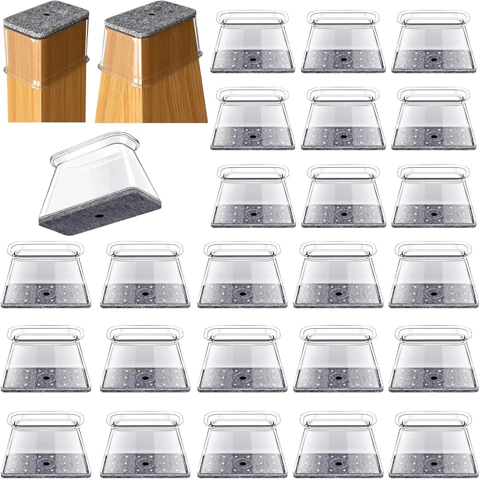 OASMU 32 Pcs Chair Leg Floor Protectors for Hardwood Floors Rectangular