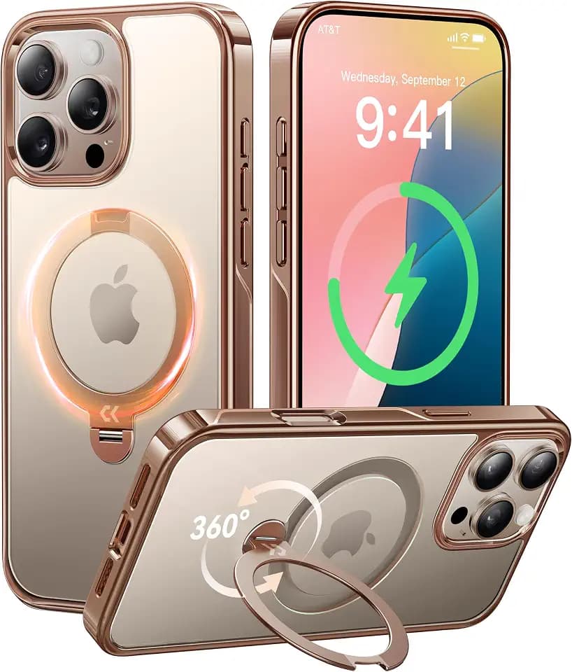 CASEKOO Glossy Gold 360 Spin Magnetic Stand for 16 Pro Max Case