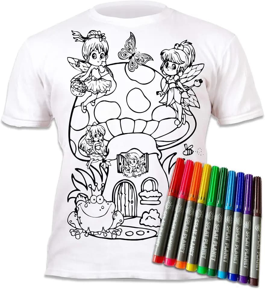 Splat Planet Fairies Tinkerbell T-Shirt mit 10 waschbaren Zauberstiften – zum Selbstbemalen, waschbares T-Shirt