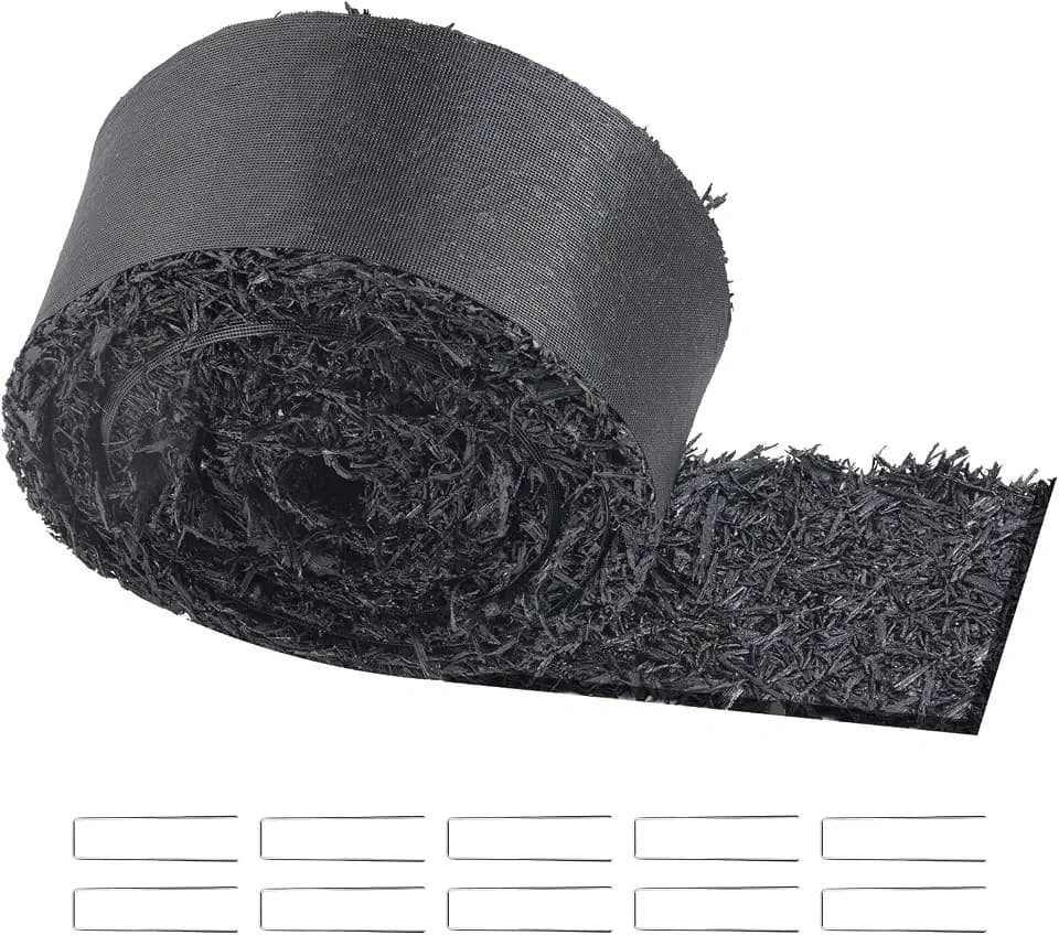 VEVOR Gummimulchrolle 18 mm, Gummimulchmatte 3 x 0,11 m, permanenter Gummiweg, Schwarze Mulch-Gartenbegrenzung, Unkrautmatte, Unkrautvlies für Pflanzen, Gemüse & Blumen, Gartenbarriere