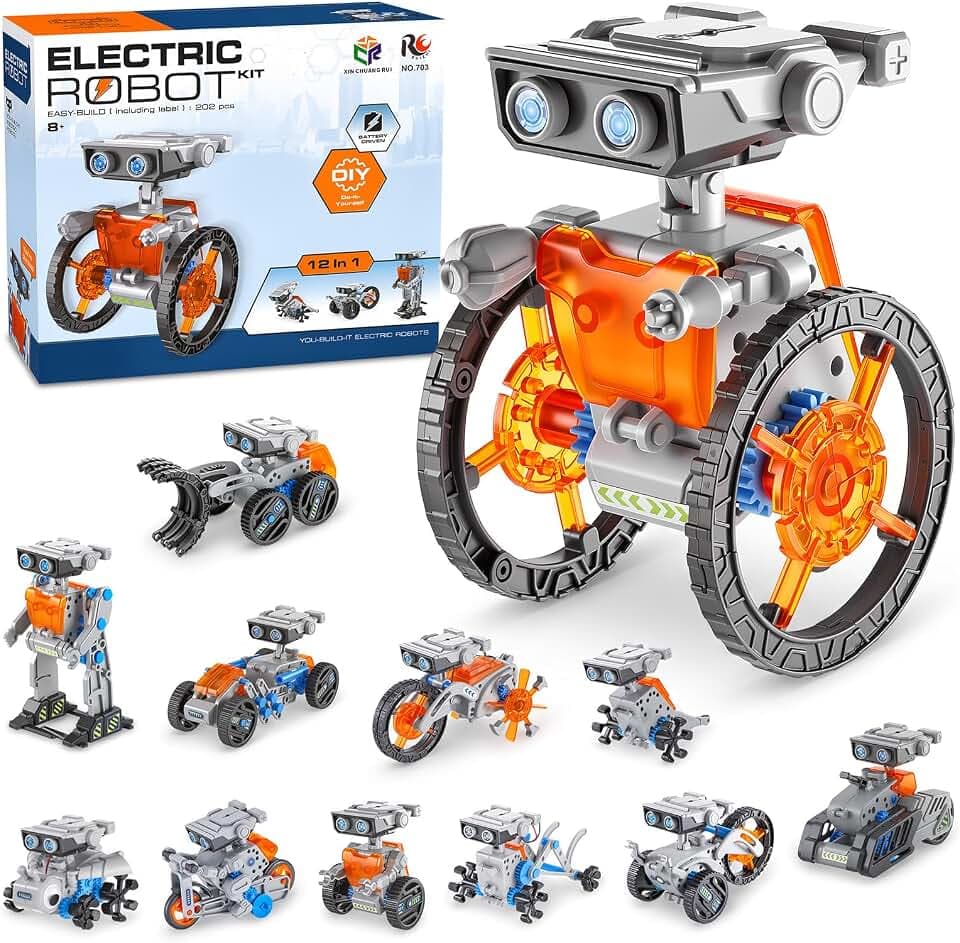 12-in-1 Stem Elektro Roboter Spielzeug,Technik Roboter Kinder ab 8-12 Jahre