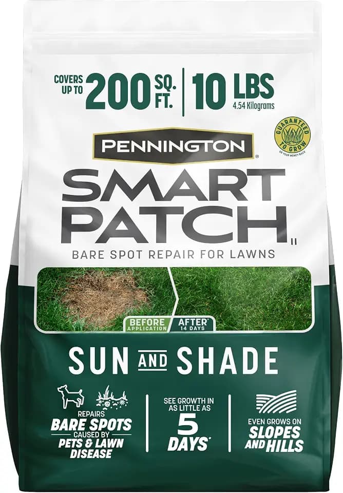 Pennington Smart Patch Grass Seeds for Lawn, Sun and Shade Lawn Grass Repair Mix, 10 LB