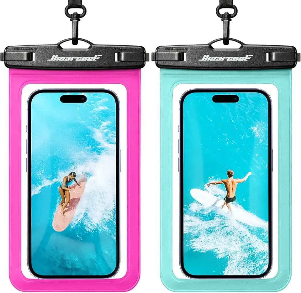 Hiearcool Waterproof Phone Pouch, Waterproof Phone Case, Green&Bright Red
