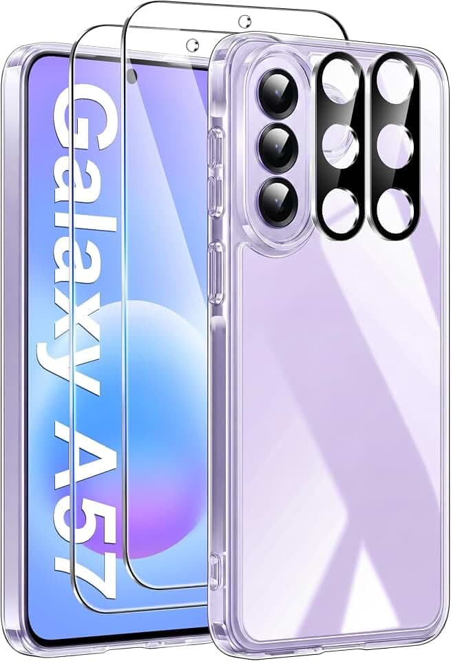 Qasyfanc 5-in-1 Hülle Kompatibel mit Samsung Galaxy A57 5G, Durchsichtig