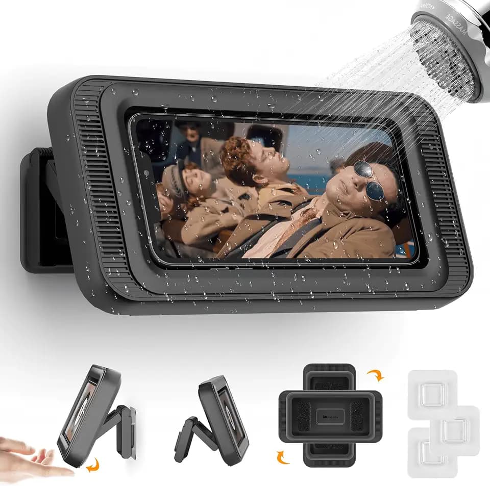 Mistriddle Waterproof Shower Phone Holder, Enhanced Sound Quality