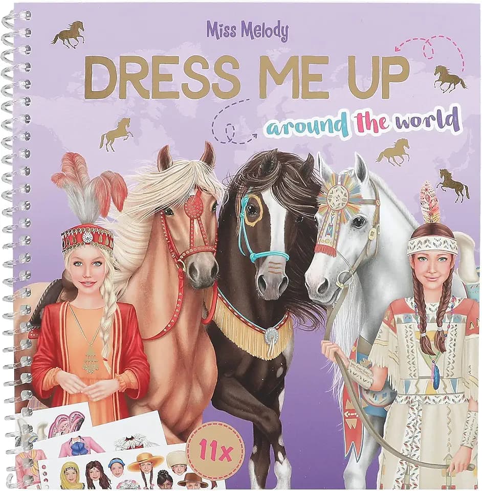 Depesche Miss Melody Dress Me Up Around The World - Stickerbuch mit 24 Seiten zum Gestalten von Pferde-Motiven, inkl. 11 Stickerbogen
