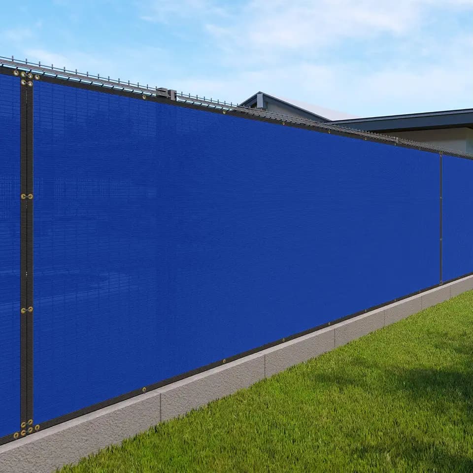 Windscreen4less Privacy Fence Screen Heavy Duty Windscreen Fencing Mesh Fabric Shade Net Cover with Brass Grommtes for Outdoor Wall Garden Yard Pool Deck, 6'x50' Blue
