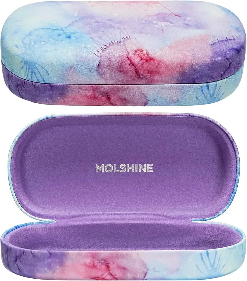 molshine Sonnenbrillen Etui aus Hartschalen Leder, klassisches großes Brillenetui für Damen und Herren, Sonnenbrillen