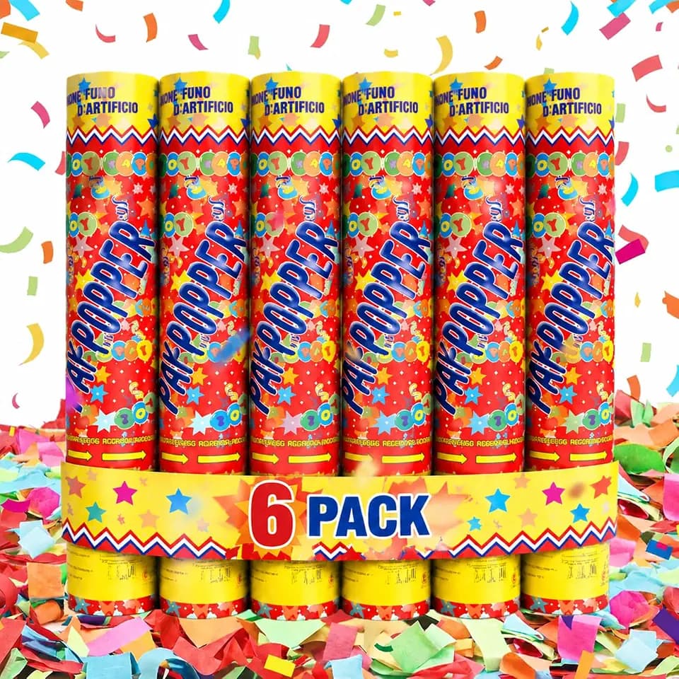 Confetti Cannon Multicolor Confetti Poppers 6 Pack Party Poppers 12 Inch Confetti Shooter Sticks for Wedding Graduation Birthday Engagement Anniversary Christmas New Year Celebration