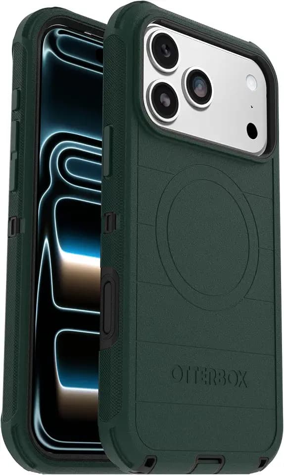 OtterBox iPhone 17 Pro Max (Only) - Defender Series Case - Roasted Cashew Mist (Green & Black) - Snaps on MagSafe - Tough - Rugged & Durable